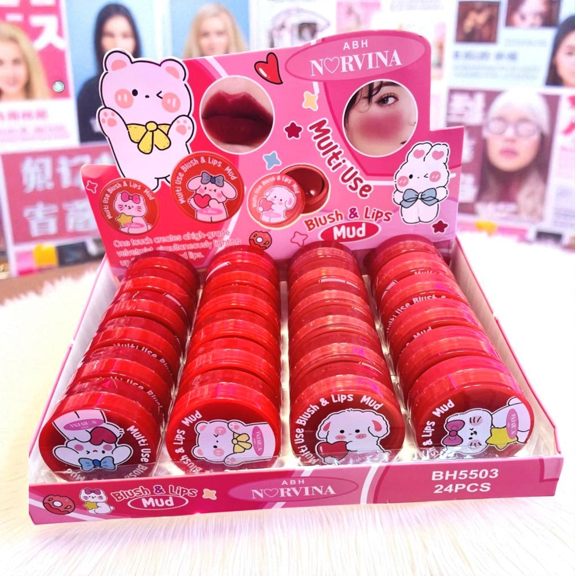 BLUSH & LIPS MUD RUBOR DE ANIMALITOS 24 PCS BH5503