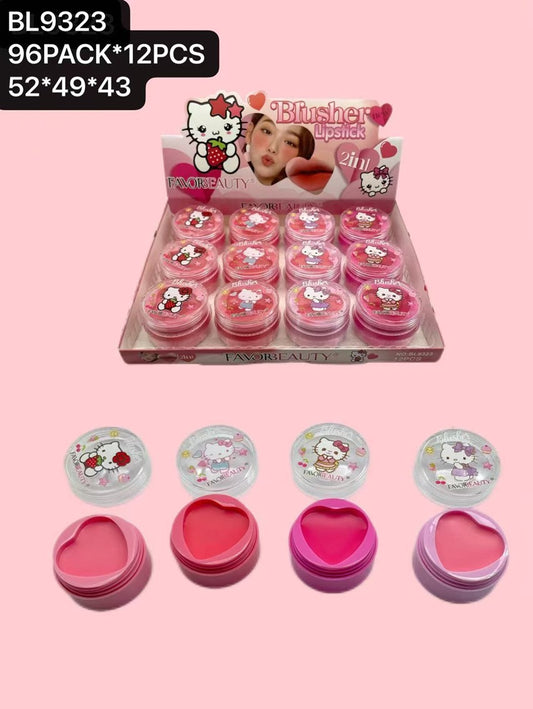 RUBOR LIPSTICK 2 EN 1 DE HELLO KITTY 12 PCS BL9323