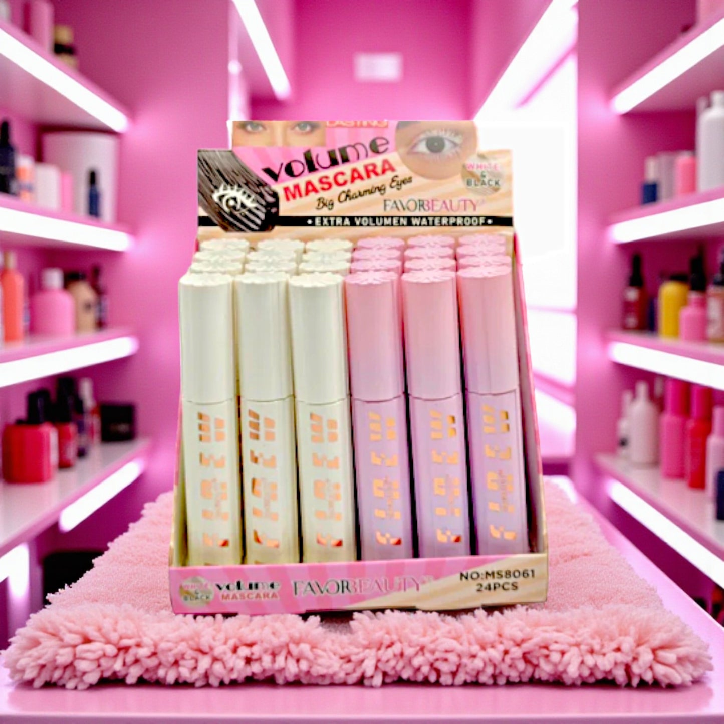 MASCARA DE PESTAÑAS BLANCO Y  NEGRO 24 PZ MS8061