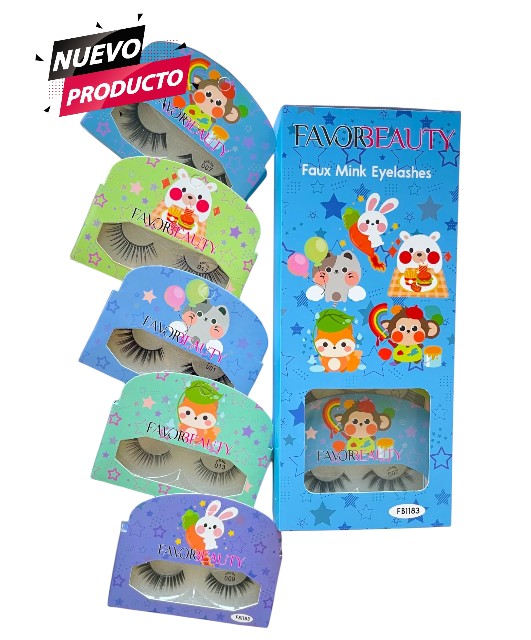 Pestañas Animals caja con 10 pcs FB1183.