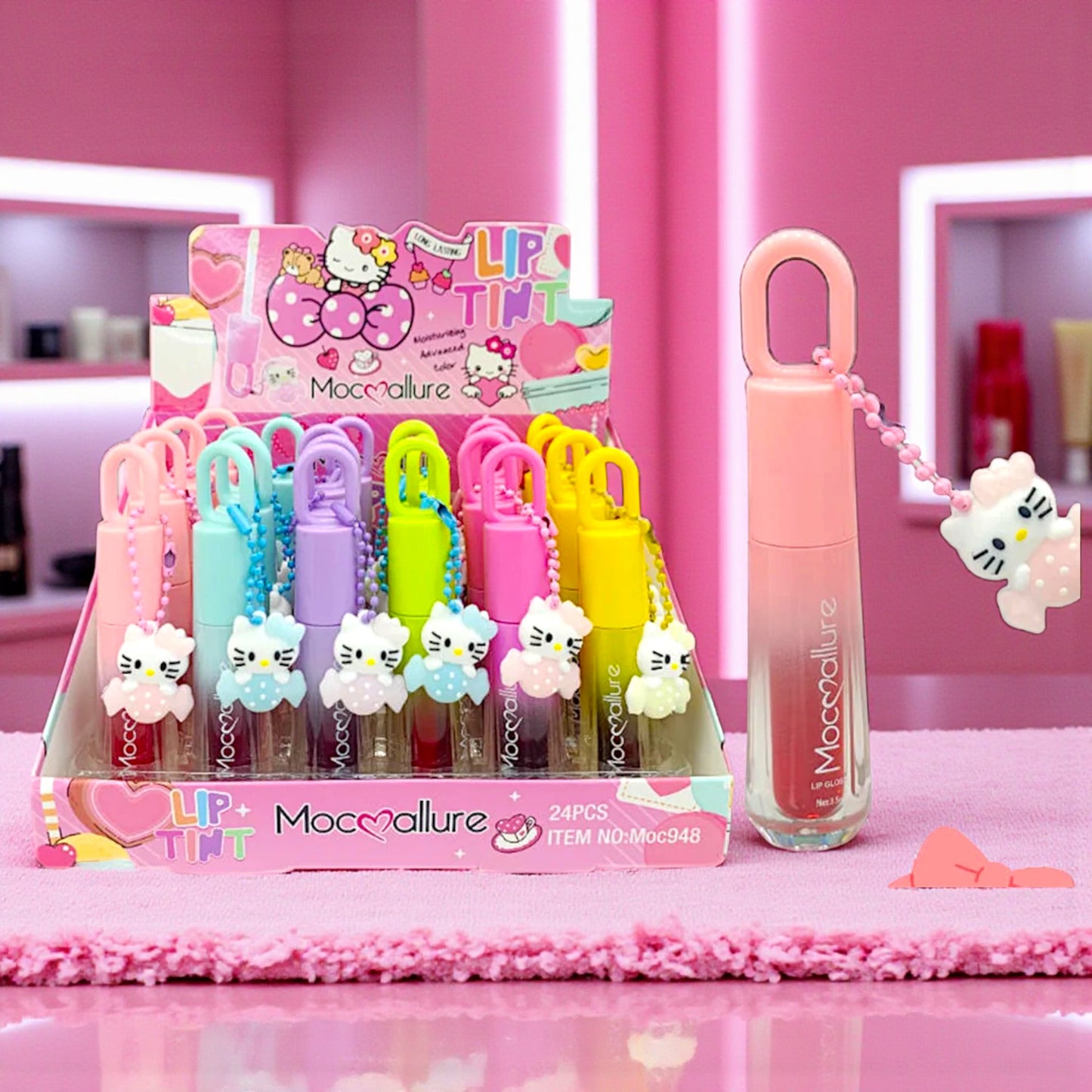 TINTAS DE AGUA CON LLAVERO HELLO KITTY 24 PZ MOC948