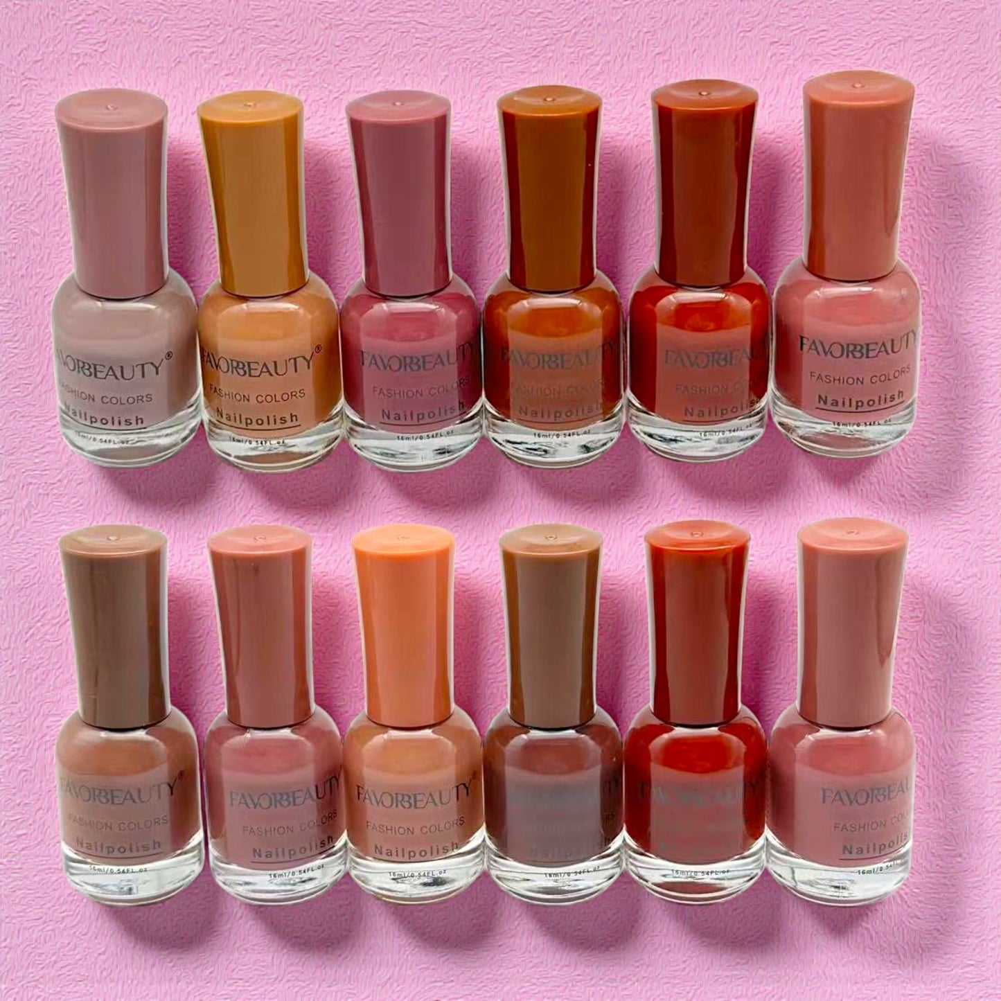 ESMALTE DE UÑAS TONOS NUDE, ROSA Y CAFE 12 PZ NP8009