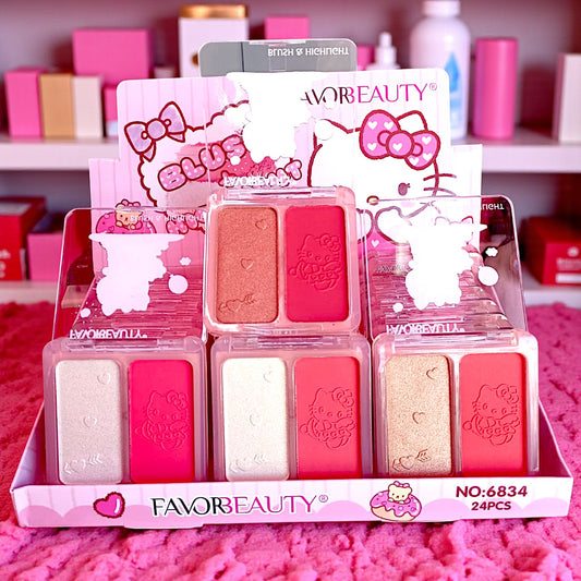 ILUMINADOR Y RUBOR DE HELLO KITTY 24PZS 6834