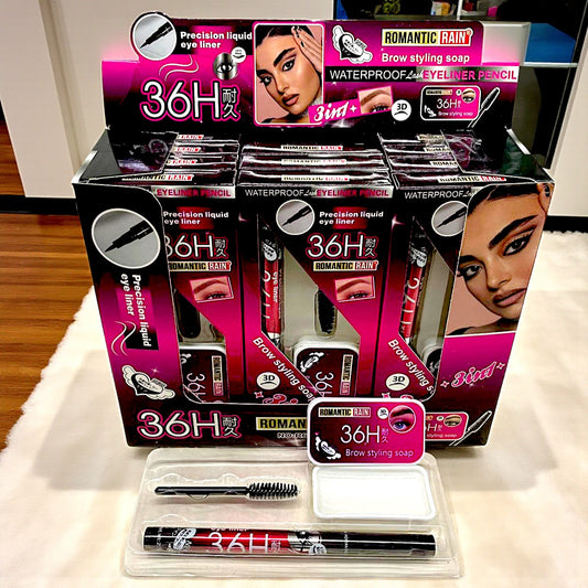 KIT JABON PARA CEJAS Y PLUMIN DELINEADOR 36H 12PZS R631