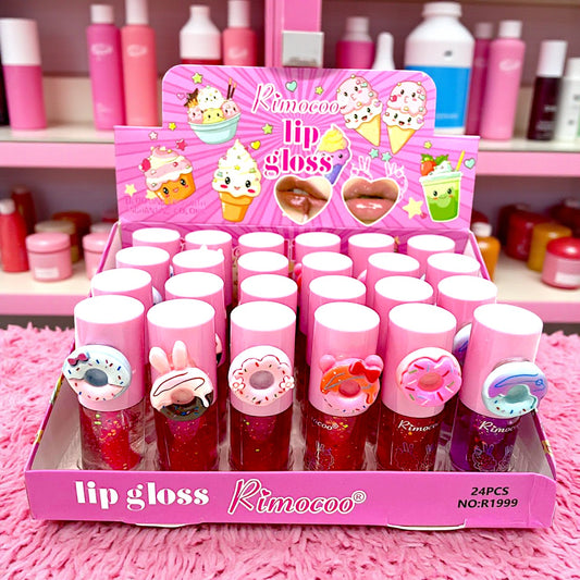 GLOSS DONITAS CON GLITTER APLICADOR GRUESO 24PZS R1999