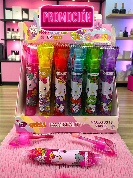 LABIAL Y GLOSS HELLO KITTY 24PZS LG3318.
