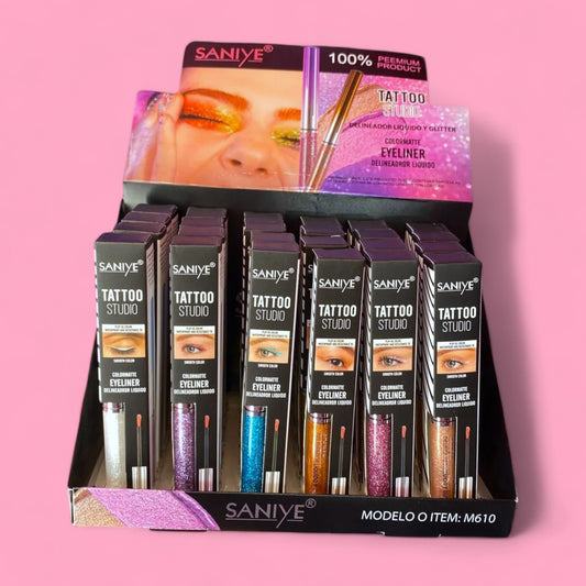 Delineador Liquido Glitter Saniye serie de 6 PCS M610.