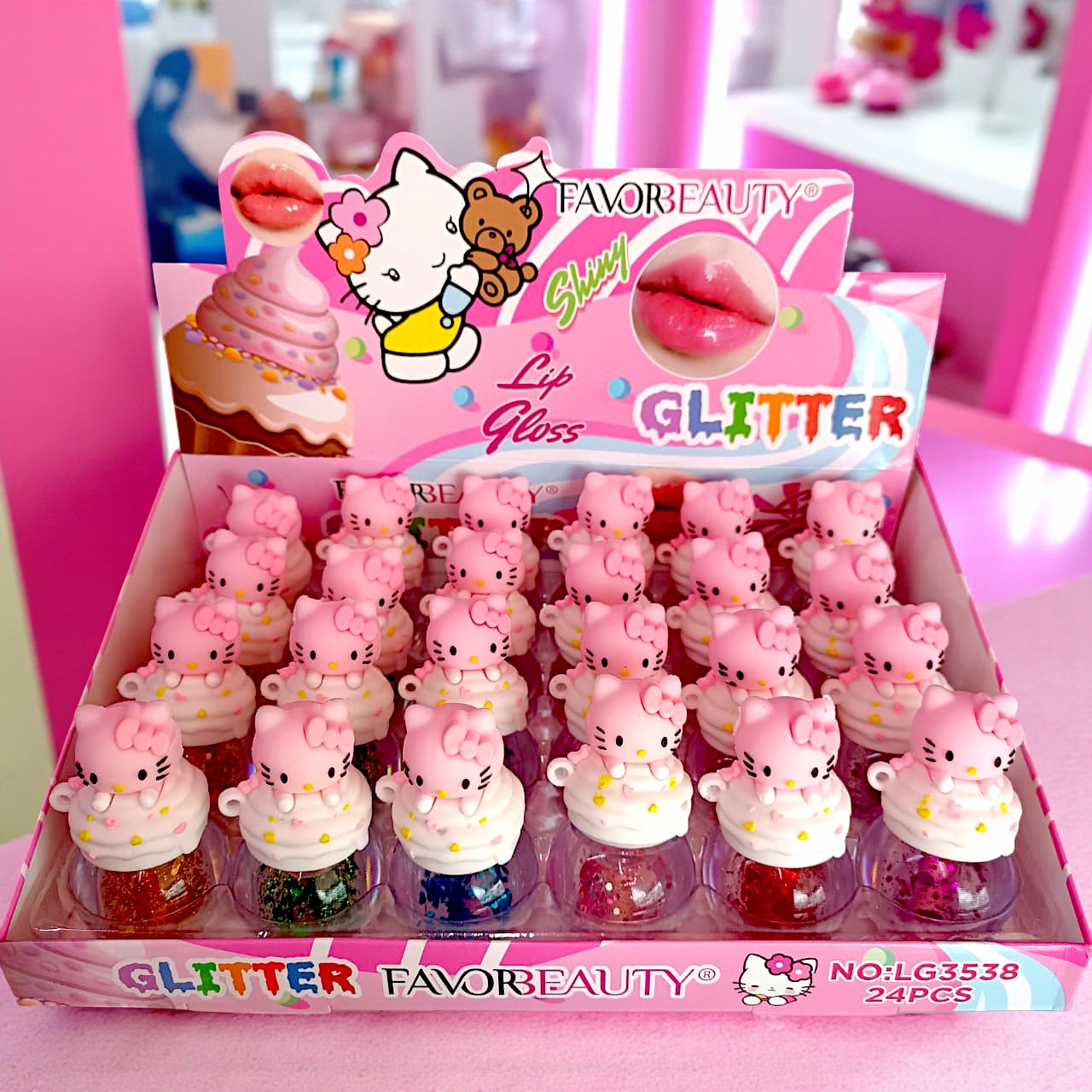 LIP GLOSS GLITTER KITTY 24 PCS LG3538
